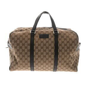 Gucci Boston Bag Ebony Brown GG Canvas Leather